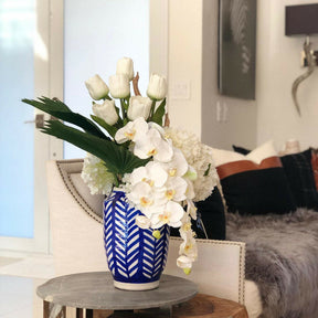 Inca striped vase with mixed bouquet