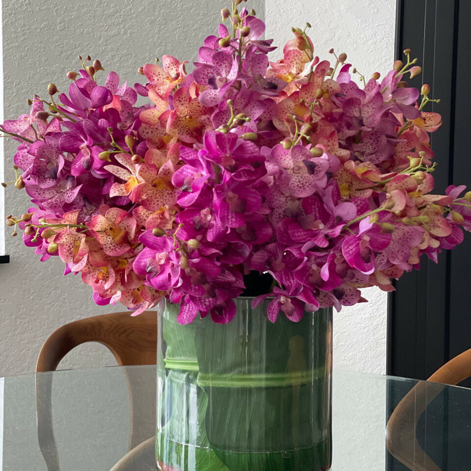 Mixed Mokara Orchids in Large Rotating Cylinder