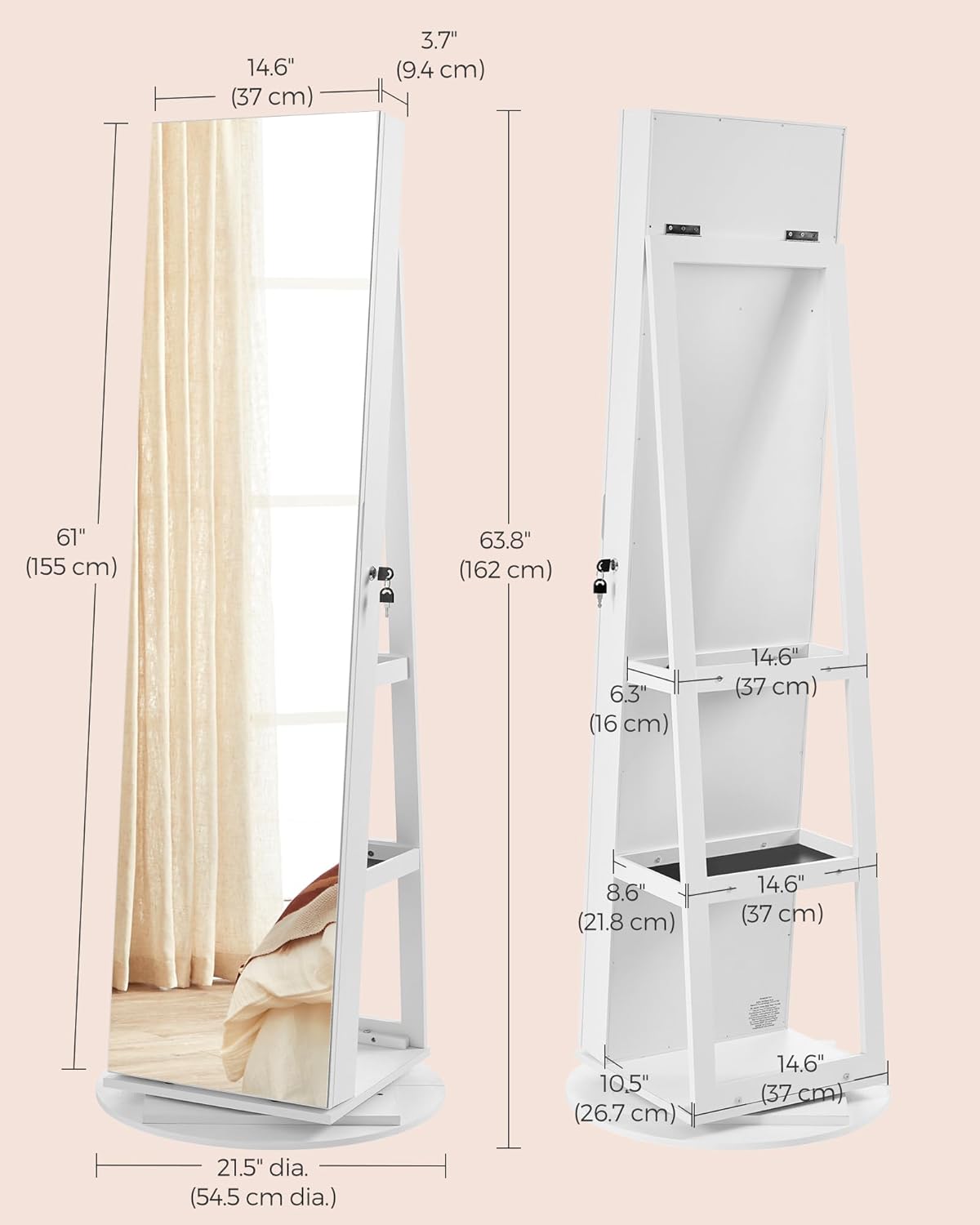 Mirror with Shelf and Jewelry Box