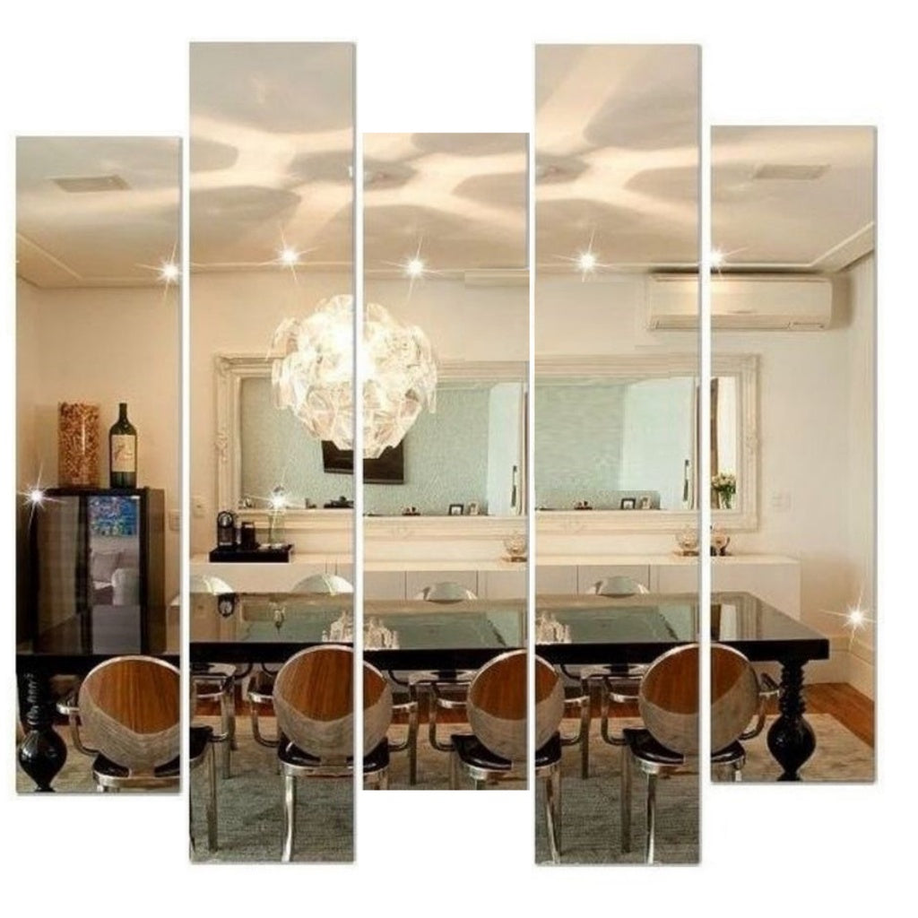 Rectangular Decorative Mirror Kit 5 Pieces Crystal Glass