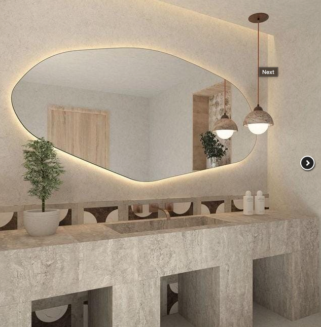 Irregular Organic Mirror with LED 2.10m X 0.80m