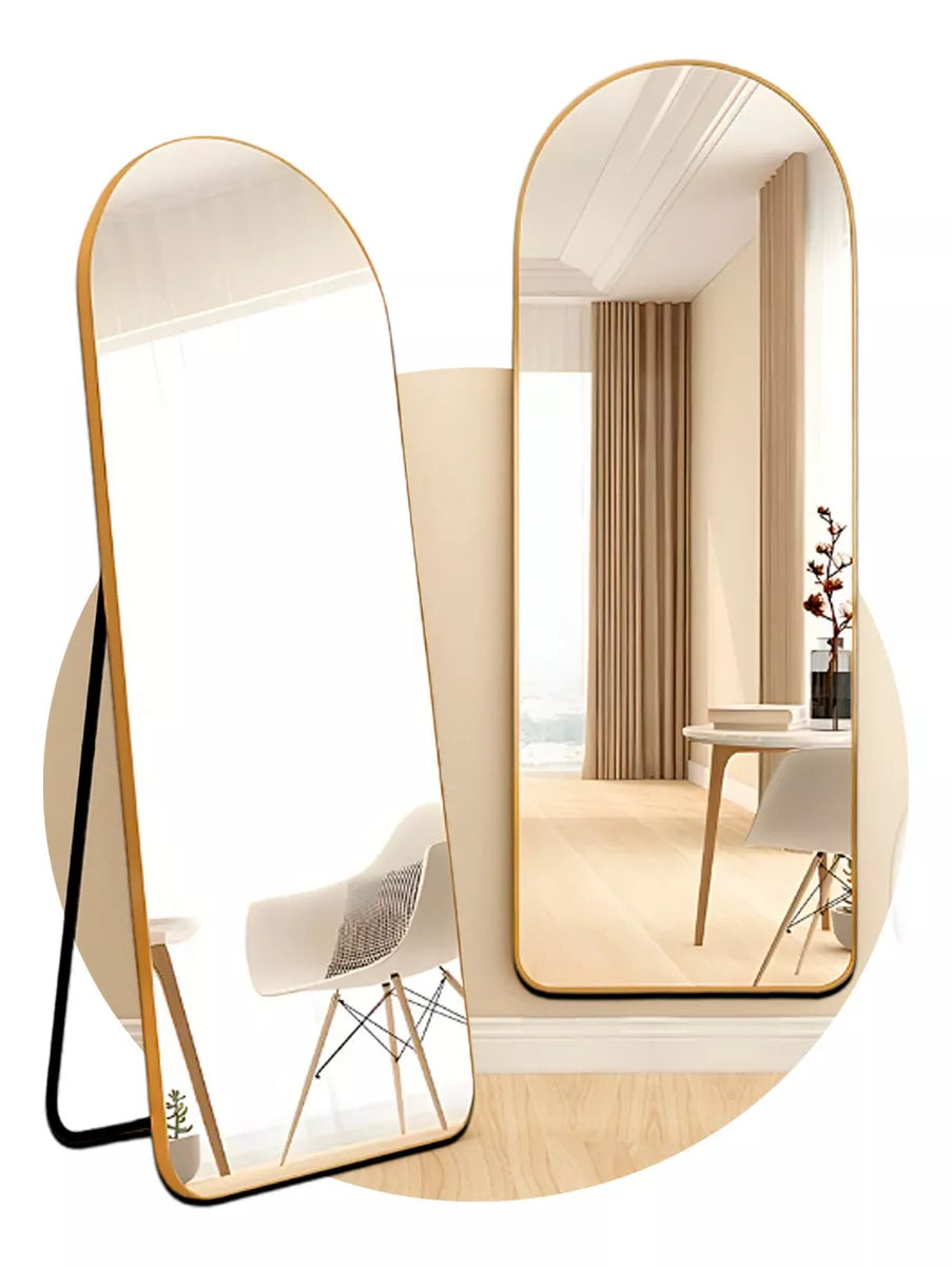 Large Pinterest Mirror with Support and Golden Frame