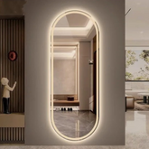 Frosted Oval Mirror with Warm LED - 60x150cm Woodglass Oval