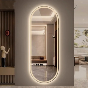 Frosted Oval Mirror with Warm LED - 60x150cm Woodglass Oval