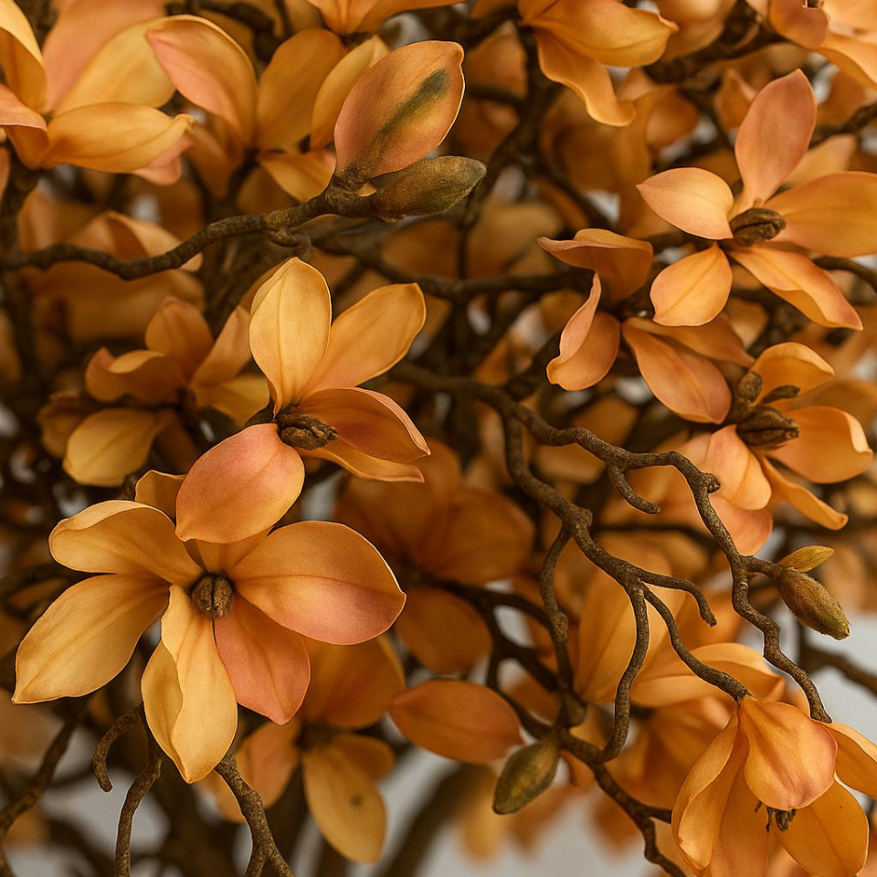 Magnolia Tree in Beige in Glossy White Pot – New Arrival