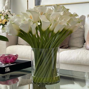 Calla Lilies in Glass Cylinder 10″