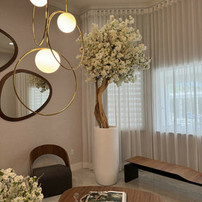 Matte Beige St. Tropez Vase with White Cherry Blossom Tree