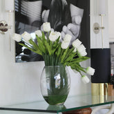 Lunar vase with white tulips