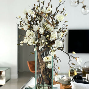White Magnolia Vase in 20-Inch Tall Modern Home