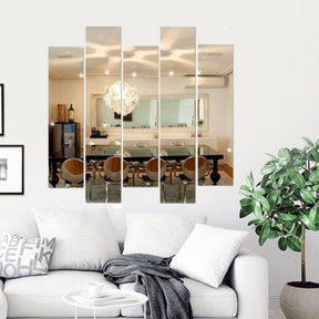 Rectangular Decorative Mirror Kit 5 Pieces Crystal Glass