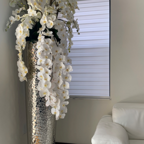 Cascading Phalaenopsis Orchids in Extra Tall Hammered Vase
