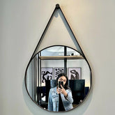 Adnet Leather Mirror 50cm + Bracket