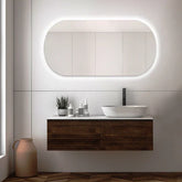 Slim Rounded Mirror with LED 80x40cm