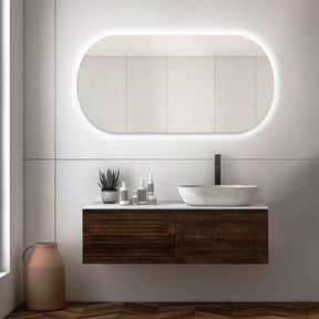 Slim Rounded Mirror with LED 80x40cm